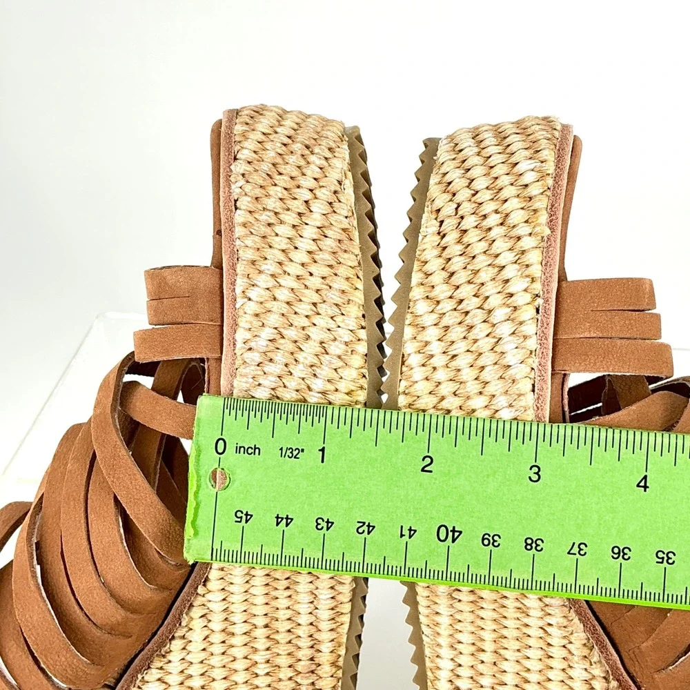 Donald Pliner Size 8.5 Tan Suede‎ Strappy Raffia Wedge Sandals NEW Ithaca $228
